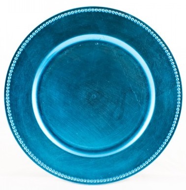 Cheap Charger Plate Rentals! :  wedding charger plates rental beaded chargers Aqua Blue Charger