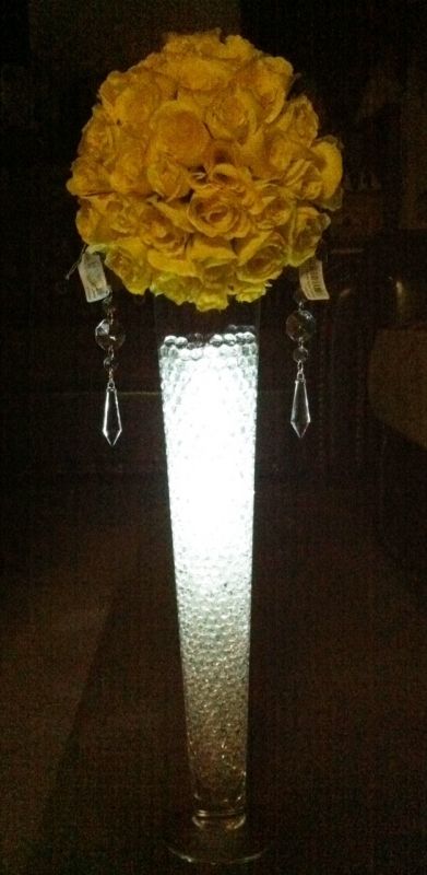 I also decided to use the LED lights and water beads in the vases too