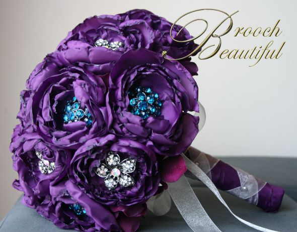 Purple Handmade Peony & Brooch B