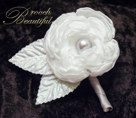 Fabric Peony Boutonniere