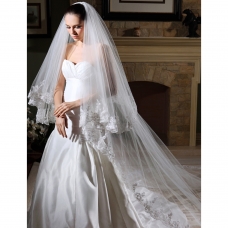 Can I wear a veil over a high updo? : wedding updo hair bun high chignon veil Pv 23568 1
