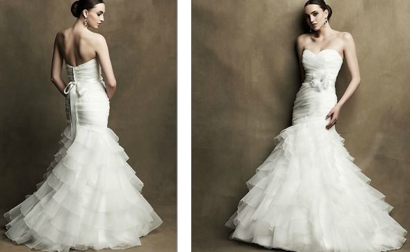 Looking for this dress or similar :  wedding finished mermaid ruffles trumpet fishtail edges Mikaella 1612