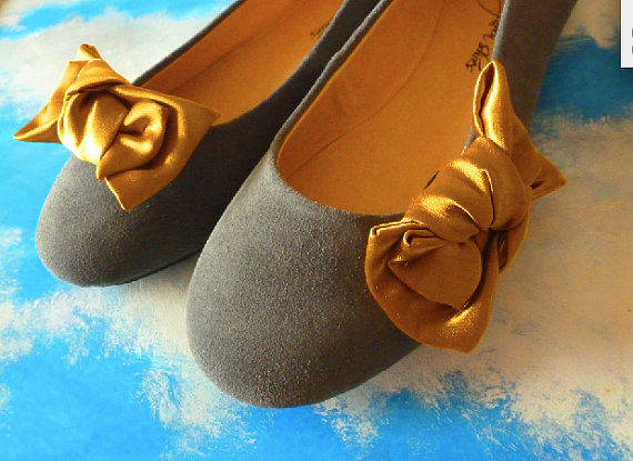 What shoes go with this dress? Yellow and Grey wedding!! Yellow pumps? :  wedding bridesmaids yellow and grey dress shoes pumps mustard yellow gray wedding colors dress shoes Il 570xN 291533986