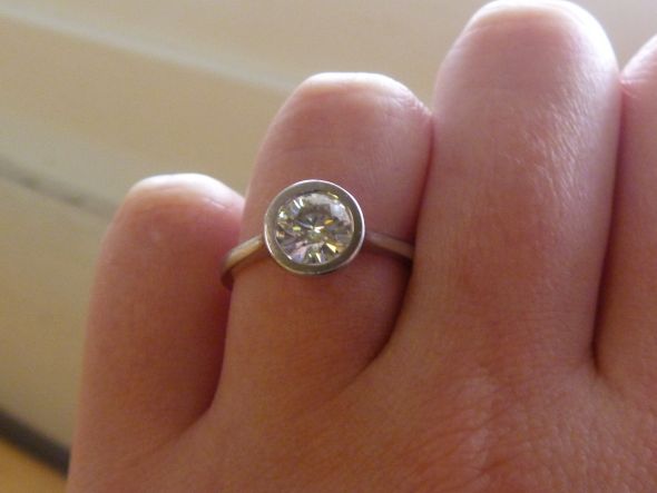 Any bees with bezel set rings? :  wedding bezel peridot ring P1000525b