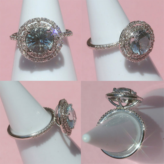 Is a 9mm plus halo ring too big for my size 7 finger? :  wedding aquamarine 9mm halo ring size finger Ringggg