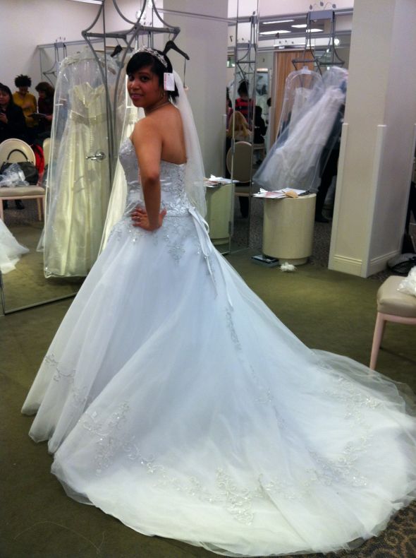 Would love to see your beautiful trains!!! :  wedding Dress 5 Back