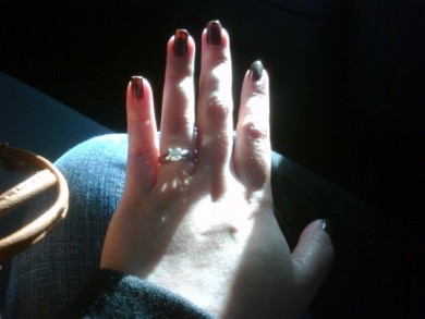What clarity/color is your diamond? Post pictures please :) : wedding color clarity diamonds 12 carat princess cut IMG02789 20120219 0853