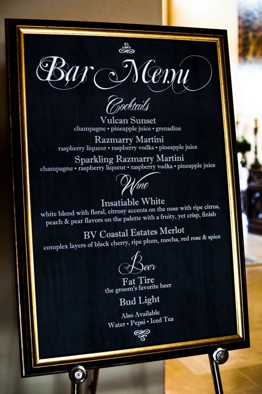 Cocktail bar menu on chalkboard