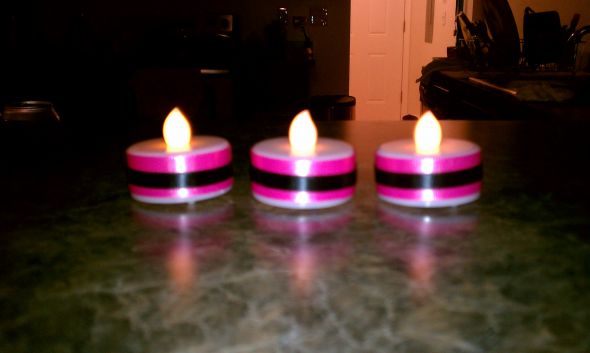 Ribbon covered tea lights