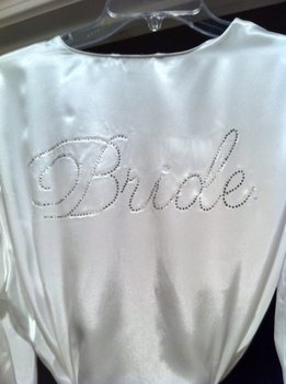 Ivory Pomanders & Custom Purple Cake Stand!!!! :  wedding ivory Bride Robe Upclose