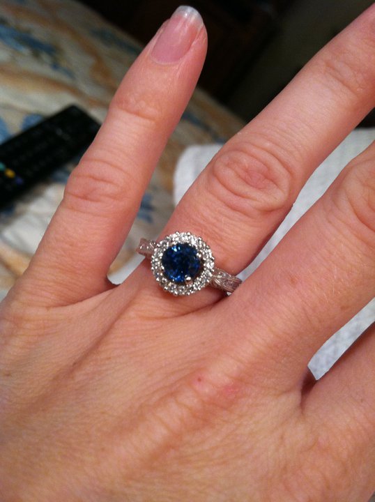 Can I see your nondiamond engagement ring and any sapphire ring advice welcomed! : wedding sapphire ering blue diamond Ring1