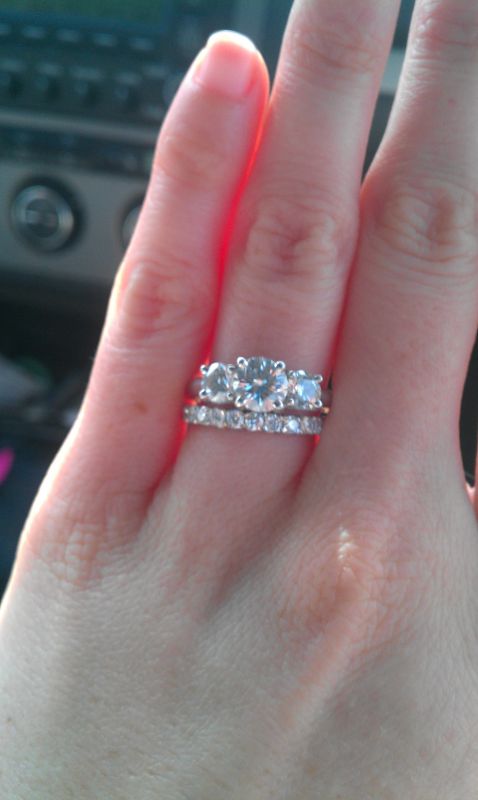 got my wedding ring today, what do you think!? :  wedding ring wedding 3 stone engagement 1 eternity band Weddingband