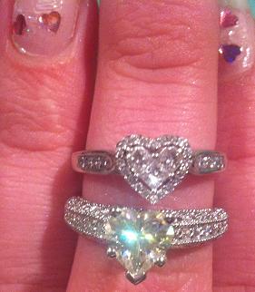 Post your heart shaped engagement rings :  wedding heart diamond moissanite sapphire emerald ring engagement fiance love white gold IMG 1673