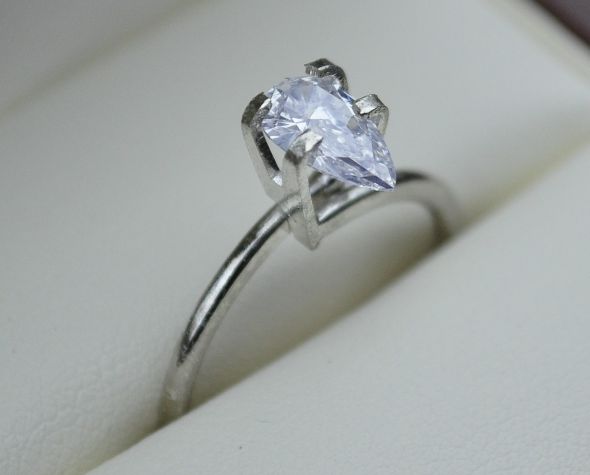 Choosing a Diamond: Should I go with Big/less clarity or Smaller/in a halo? :  wedding florescence rings cushion halo pear diamond Very Strong Blue Florescence Pear Diamond