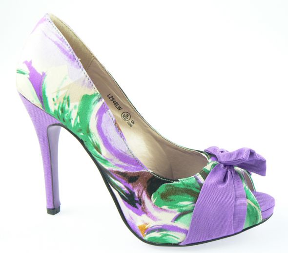 Need help with picking shoes!! :  wedding shoes floral green purple Women S Purple Green Floral Ladies Court Shoes 4115 P