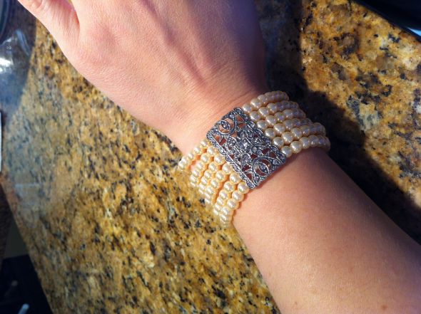 Ivory Pearl/ Brooch wedding bracelet :  wedding jewelry Bracelet3