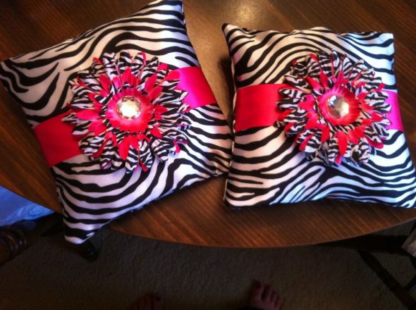 Zebra Pink Ring Bearer Pillows wedding zebra pink ring bearer pillows 