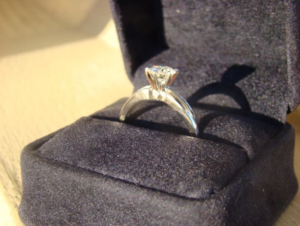 My moissanite and sapphire ring! :  wedding unenhanced moissanite sapphire custom side stones palladium Sideview