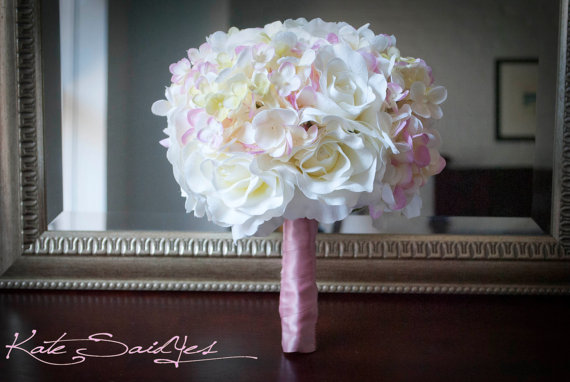Need your opinions on these silk bouquets!! :  wedding bouquet silk flowers white etsy Bridal