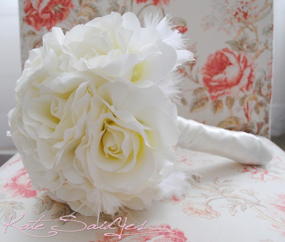 Need your opinions on these silk bouquets!! :  wedding bouquet silk flowers white etsy Bridesmaids