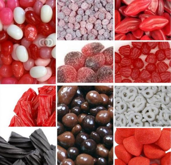Our colours are red black and white so we've opted for candies in shades