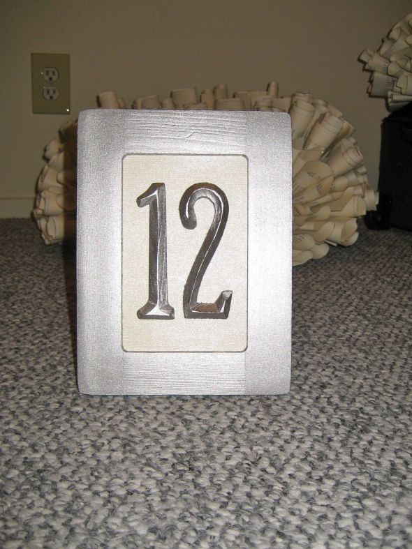 Wood Signs Table Numbers wedding ivory silver reception