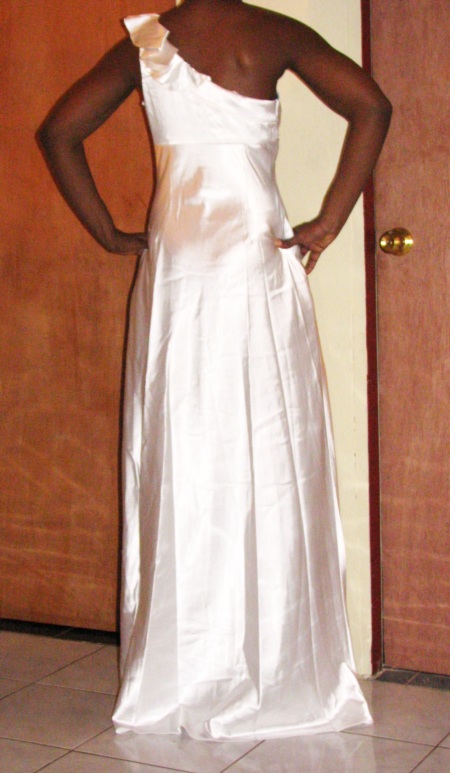 My Dresses Came! Help me Choose- Pic Heavy :  wedding dress wedding beach satin sash orange shoe Oneshoulderdress4sml