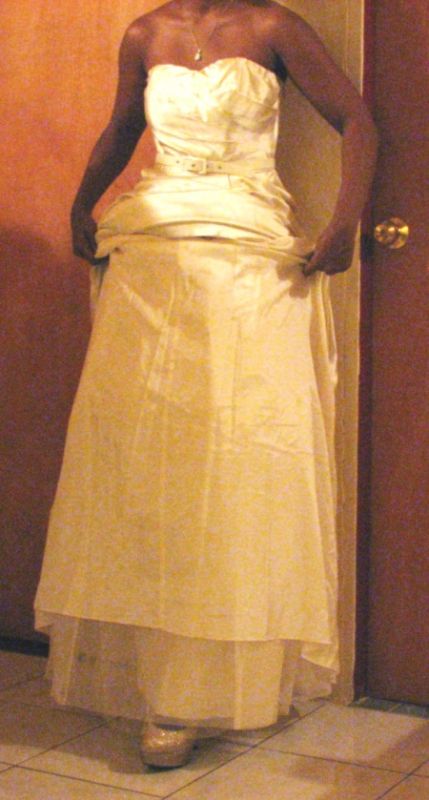 My Dresses Came! Help me Choose- Pic Heavy :  wedding dress wedding beach satin sash orange shoe Straplessatinlifted