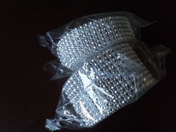 DIAMOND MESH FOR SALE:-) :-) :-) :-) :-) :  wedding bling chairs decor napkins diamond mesh rolls black orange reception IMG 20120208 141029