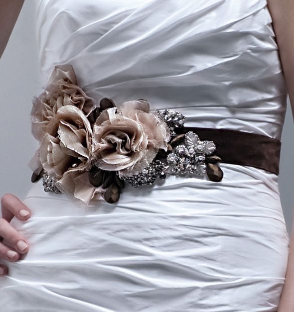 Enzoani Fern Belt : wedding brown ivory silver jewelry belt wedding dress Fern Belt787