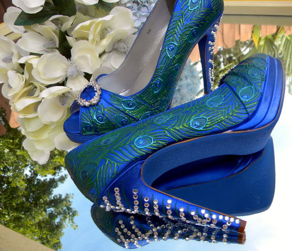 HELP! Which Shoes?! :  wedding blue shoe blue shoe peacock Shoe5