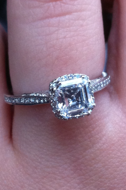 What clarity/color is your diamond? Post pictures please :) :  wedding color clarity diamonds 12 carat princess cut E Ring