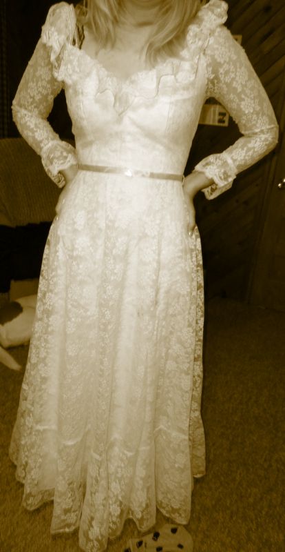 I tried on my mother's dress..