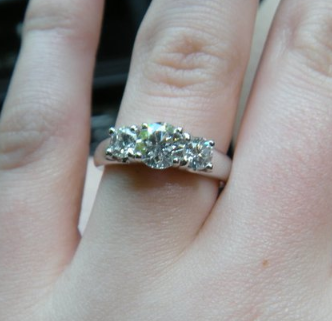 Show me your 3 stone rings with carats of stones! :  wedding 3 stone 1 three stone 1 carat engagement ring ring porn ring 3 stone three stone engagement picture side stones Engagementring