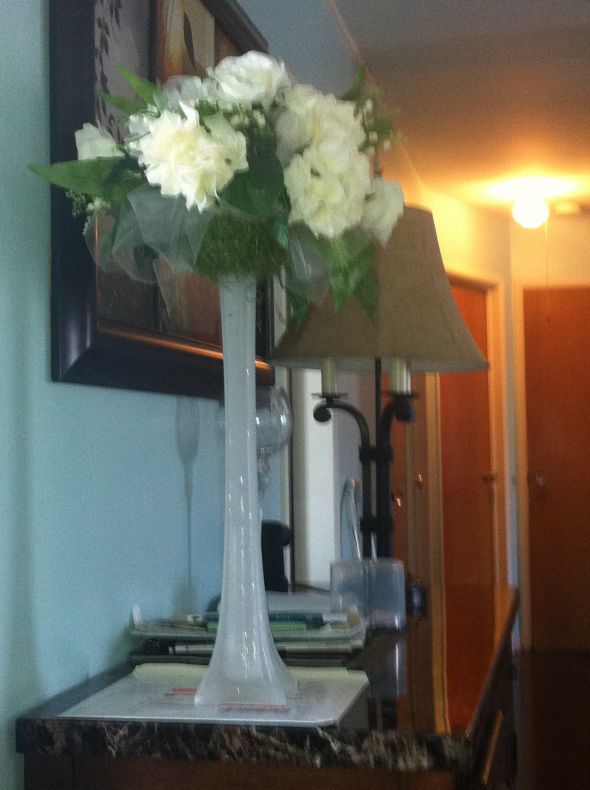 10 white tall Centerpieces wedding centerpieces decor flowers wedding 