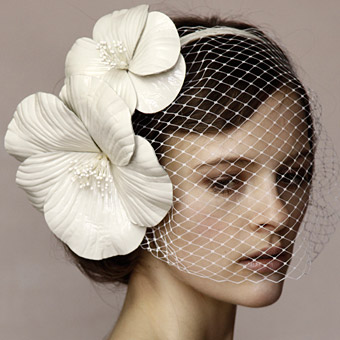 Help tracking down giant ivory hibiscus flowers w/bird cage veil :  wedding birdcage veil hibiscus silk flower headband 002 Primary