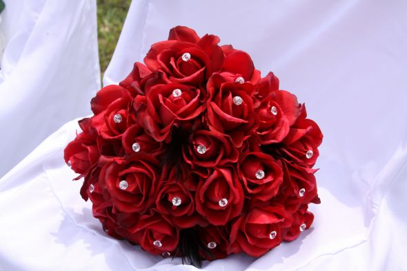 Classy Bouquet Bling wedding bling crystal diamonds flowers red roses