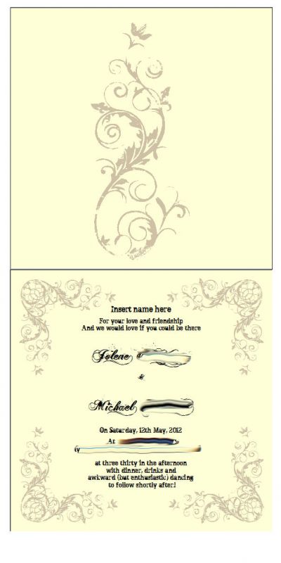 Please comment on my wedding invites! :) :  wedding invitations diy feedback Inside