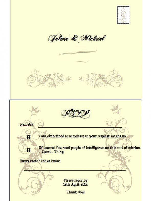 Please comment on my wedding invites! :) :  wedding invitations diy feedback RSVP