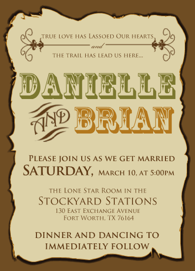 Western Wedding Invitations Posted 1 month ago by dsjackel in Stationery