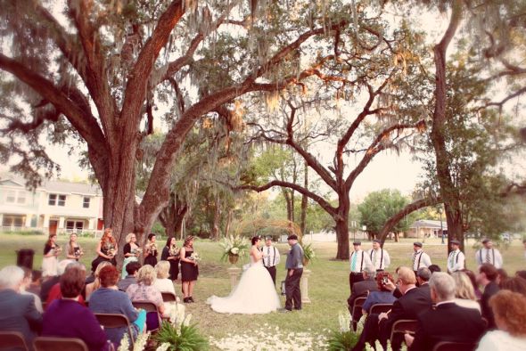 My Fairytale Outdoor Ceremony :  wedding black ceremony dress flowers green inspiration pink silver teal white Complete Ceremony