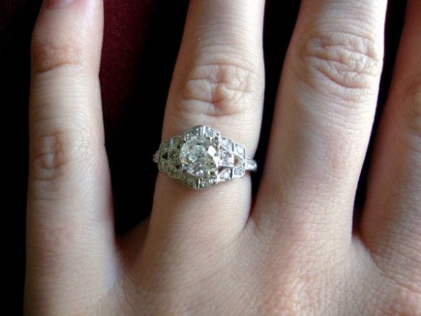 My vintage platinum diamond engagement ring vintage navy wife wedding ring
