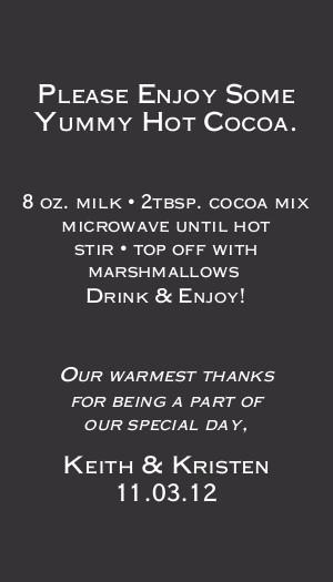 DIY Hot Cocoa Favors :  wedding hot cocoa favors diy black white Hotcocoa