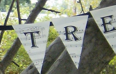 Message Bunting On Sheet Music For Wedding :  wedding bunting sheet music personalized ribbon reception TrickOrTreatBanner1CLOSE