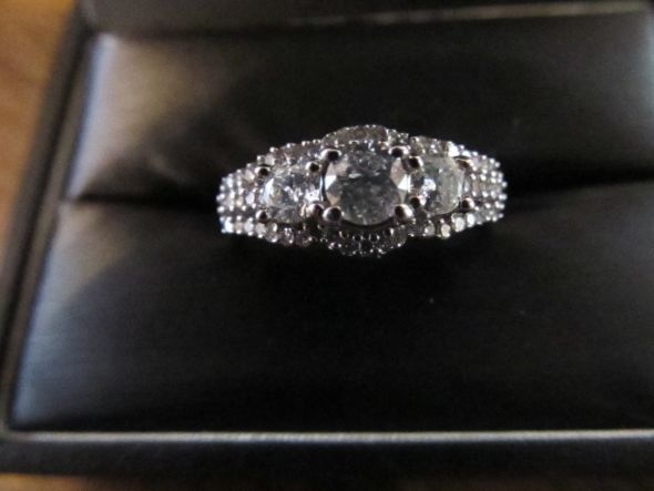 Show me your 3 stone rings with carats of stones! :  wedding 3 stone 1 three stone 1 carat engagement ring ring porn ring 3 stone three stone engagement picture side stones IMG 0331