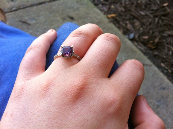 This is my 7mm 215 carat alexandrite ering Set in white gold with