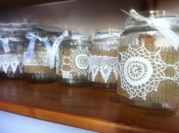 Homemade jars for flowers and candle