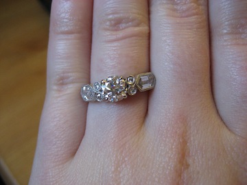 Show me your 3 stone rings with carats of stones! :  wedding 3 stone 1 three stone 1 carat engagement ring ring porn ring 3 stone three stone engagement picture side stones IMG 1564