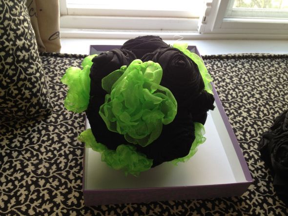 Black and green pomanders I made out of scrap fabric :)
