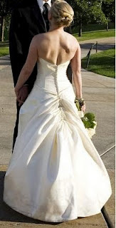 To Bustle or Not to Bustle? Thinkg of removing the train? : wedding bustle davids bridal 1 dress bride Austrian Bustle